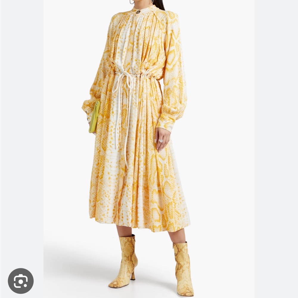 PROENZA SCHOULER Pleated snake-print crepe midi dress
